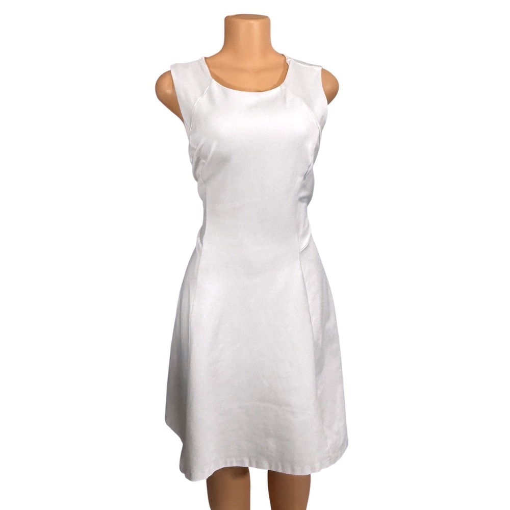 White House Black Market‎ White Sleeveless Fit and Flare Ponte Dress Size Medium